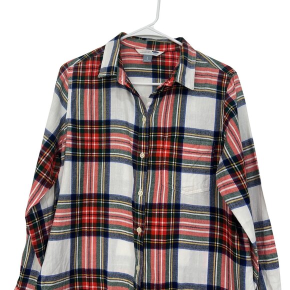 Old Navy Women Plaid Button-Up Long Sleeve Flannel The Classic Shirt-Cotton SZ L - Picture 2 of 10